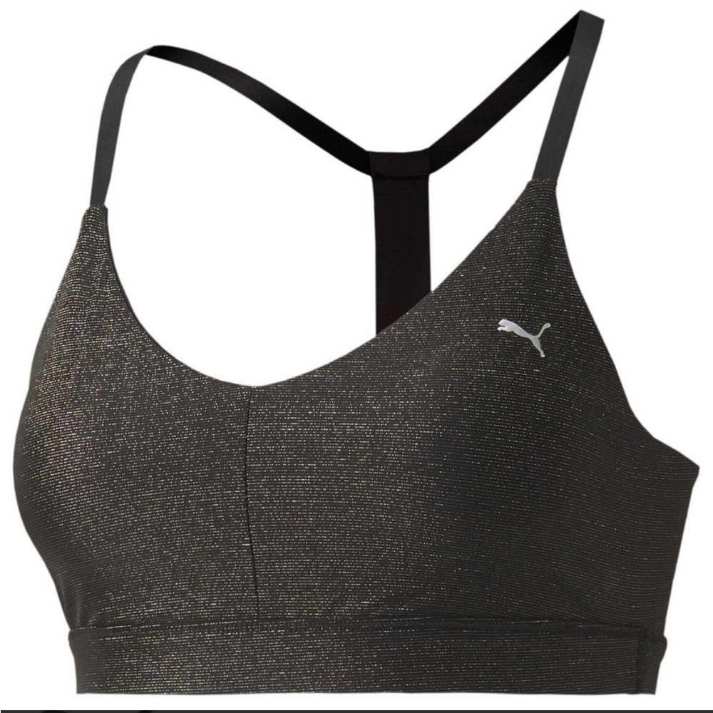 NWT Puma Low Impact Strappy Sports Bra, Size L, Black Metallic